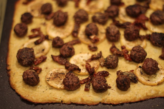 Bison Burger Cauliflower Crust Pizza